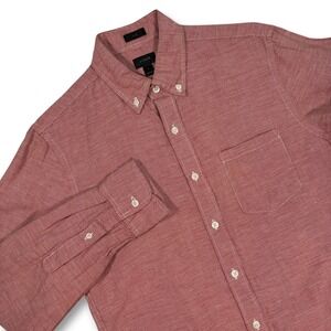 J Crew Slim Fit Linen Blend Long Sleeve Button Down Shirt Red Gingham Mens S